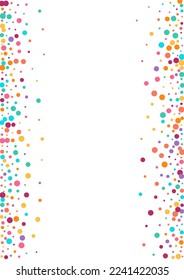 Bright Polka Festival Vector White Background. Happy Circle Banner. Carnaval Confetti Background. Color Dot Fun Backdrop.