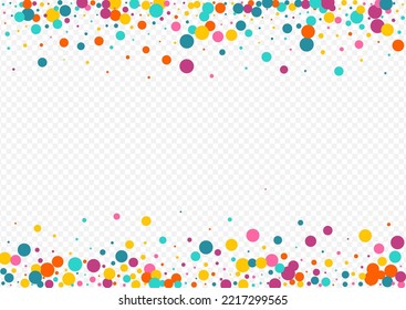 Bright Polka Independence Vector Transparent Background. Carnival Dot Texture. Happy Dust Backdrop. Color Confetti Fun Background.