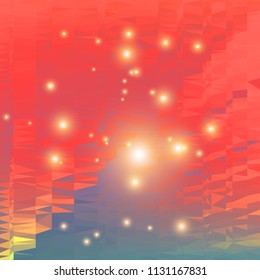 Bright polygonal background with light effects. Vector illustration.