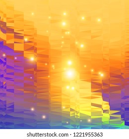 Bright polygonal background with light effects. Vector illustration.