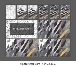 Bright polygonal backgrounds. Red. Blue. Yellow. Pink. Modern abstract covers set. Use for cover, presentation, powerpoint, web.