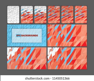 Bright polygonal backgrounds. Red. Blue. Yellow. Pink. Modern abstract covers set. Use for cover, presentation, powerpoint, web.