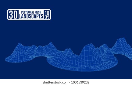 bright polygonal mountains ridge grid drawing vector