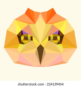 Bright polygonal owl background
