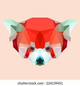 Bright polygonal red panda background