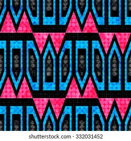 bright polygons on a dark background geometric seamless pattern