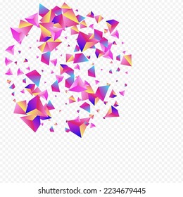 Bright Polyhedron Vector Transparent Background. Holographic Scattered Stone Certificate. Digital Minimalist Glass Flyer. Rainbow Triangle Creative Poster.