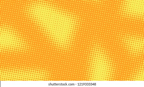 Bright pop art background in yellow and ornage colors dot haltone retro style vector illustation