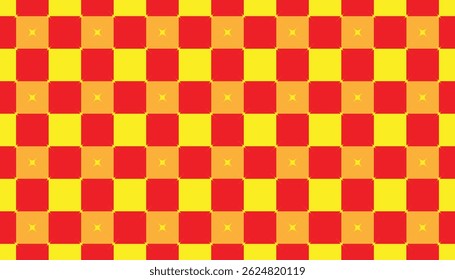 Bright pop-art inspired repeating square pattern with playful X details