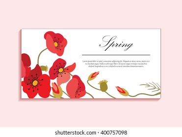 Bright poppies on a light background. Flower illustration for greeting cards, invitations and congratulations. The composition of colors is suitable for printing on paper, cloth and other items.