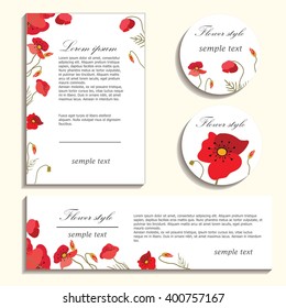 Bright poppies on a light background. Flower illustration for greeting cards, invitations and congratulations. The composition of colors is suitable for printing on paper, cloth and other items.