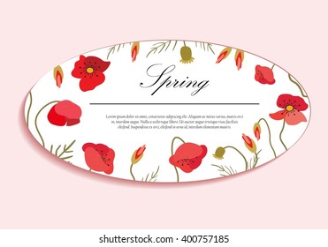 Bright poppies on a light background. Flower illustration for greeting cards, invitations and congratulations. The composition of colors is suitable for printing on paper, cloth and other items.