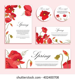 Bright poppies on a light background. Flower illustration for greeting cards, invitations and congratulations.