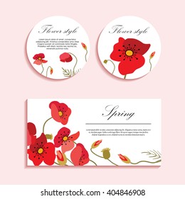 Bright poppies on a light background. Flower illustration for greeting cards, invitations. The composition of colors is suitable for printing on paper, cloth and other items.