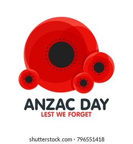 Bright poppy flower. Remembrance day symbol. Anzac Day in Australia Lest we forget . Vector illustration.