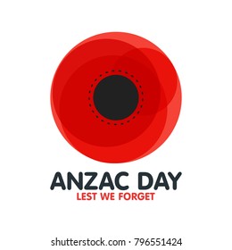 Bright poppy flower. Remembrance day symbol. Anzac Day in Australia Lest we forget . Vector illustration.