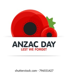 Bright poppy flower. Remembrance day symbol. Anzac Day in Australia Lest we forget . Vector illustration.