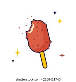 Bright popsicle on a stick. Vector cute illustration