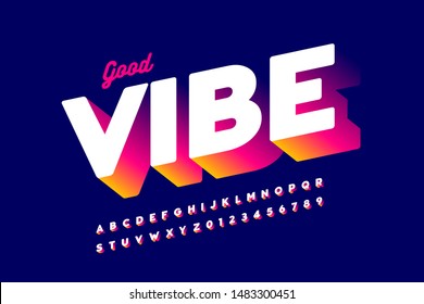 Bright positive style font design  alphabet letters   numbers  vector illustration