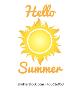 Bright and positive vector illustration of the summer sun. Summer greetings. Applicable for web and mobile apps.