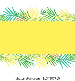 Bright postcard  from abstract tropical leaf style flat on a white background. Summer. Vector illustration