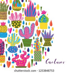 Bright postcard with decorative cacti.