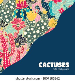 Bright postcard with decorative cacti.
