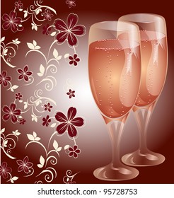 bright postcard with glasses of champagne