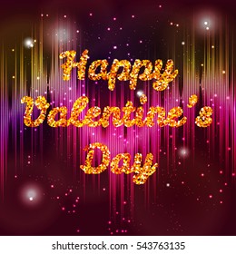 
bright postcard Happy Valentine's Day with glitter