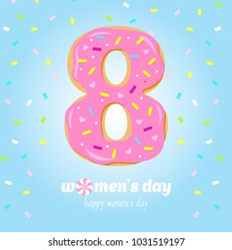 bright postcard to March 8, congratulations on a woman's day