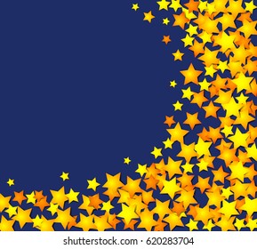 A bright postcard or poster with golden stars and a wire for text. vector illustration