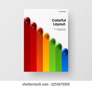 Bright postcard vector design concept. Abstract realistic spheres catalog cover template.