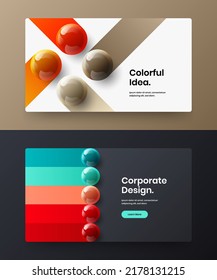 Bright postcard vector design illustration composition. Minimalistic realistic spheres website concept set.