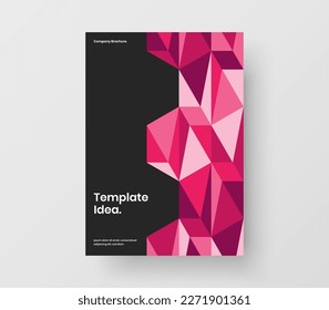 Plantilla de diseño vectorial de afiche brillante A4. Concepto de folleto de la empresa de hexágonos de mosaico multicolor.