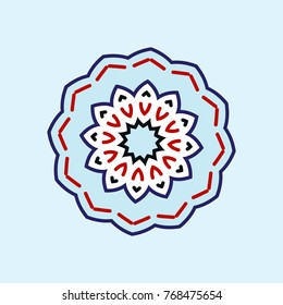 Bright poster with circular geometric winter mandala.