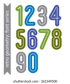 Bright poster classic style rounded bold numbers. Ordinary vector numeration for graphic, print or web design. 