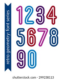 Bright poster classic style rounded bold numbers. Ordinary vector numeration for graphic, print or web design. 