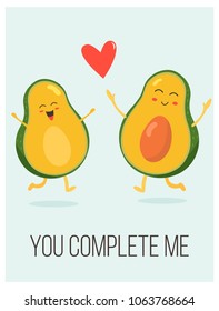 Bright poster with cute cartoon avocado
 and saying 