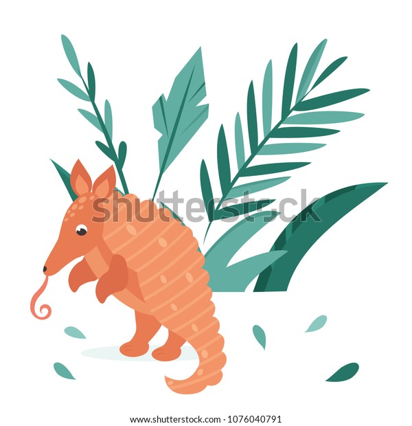 Bright Poster Cute Little Pangolin Jungle Stock Vector Royalty Free