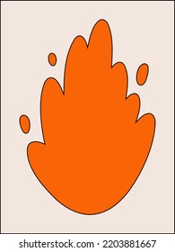 A bright poster depicting an abstract flame. An icon of a cartoon fire isolated on a white background. Vector illustration, design template