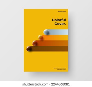 Ilustración vectorial de diseño de afiches brillante. Diseño de folletos multicoloreados realistas para bolas.