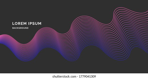 Bright poster with dynamic waves. Modern vector illustration.