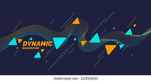 Bright poster with dynamic waves. Vector illustration minimal flat style