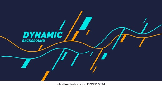 Bright poster with dynamic waves. Vector illustration minimal flat style Bright poster with dynamic waves. Vector illustration minimal flat style