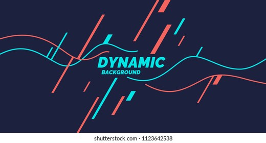 Bright poster with dynamic waves. Vector illustration minimal flat style