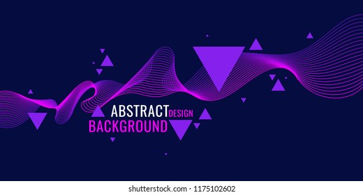 Bright poster with dynamic waves. Vector illustration minimal flat style