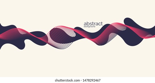 Bright poster with dynamic waves. Vector illustration minimal flat style