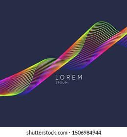 Bright poster with dynamic waves. Vector illustration minimal flat style