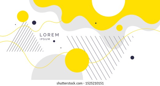 Bright poster with dynamic waves. Vector illustration in minimal flat style