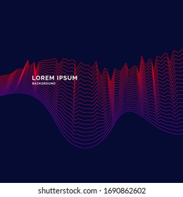 Bright poster with dynamic waves. Vector illustration minimal flat style. A graph of the rise and fall of demand in the market